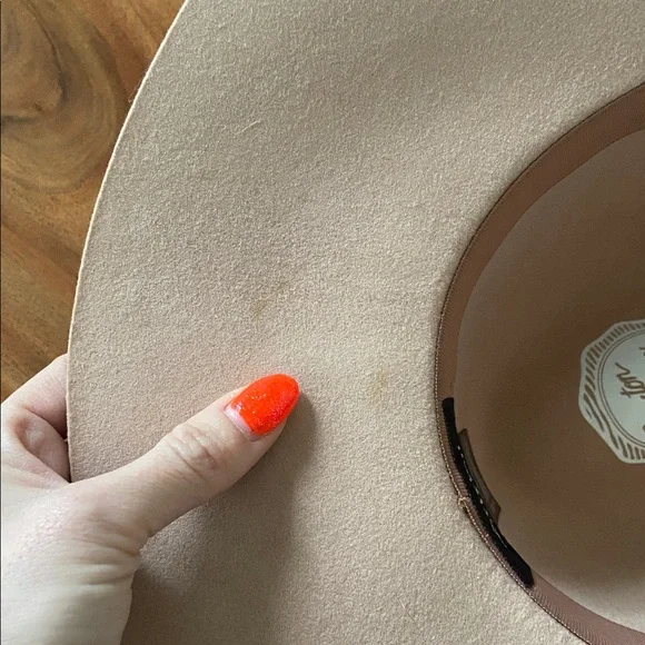 Brixton Joanna neutral felt wool hat wide floppy brim fedora grosgrain ribbon M - Picture 11 of 16